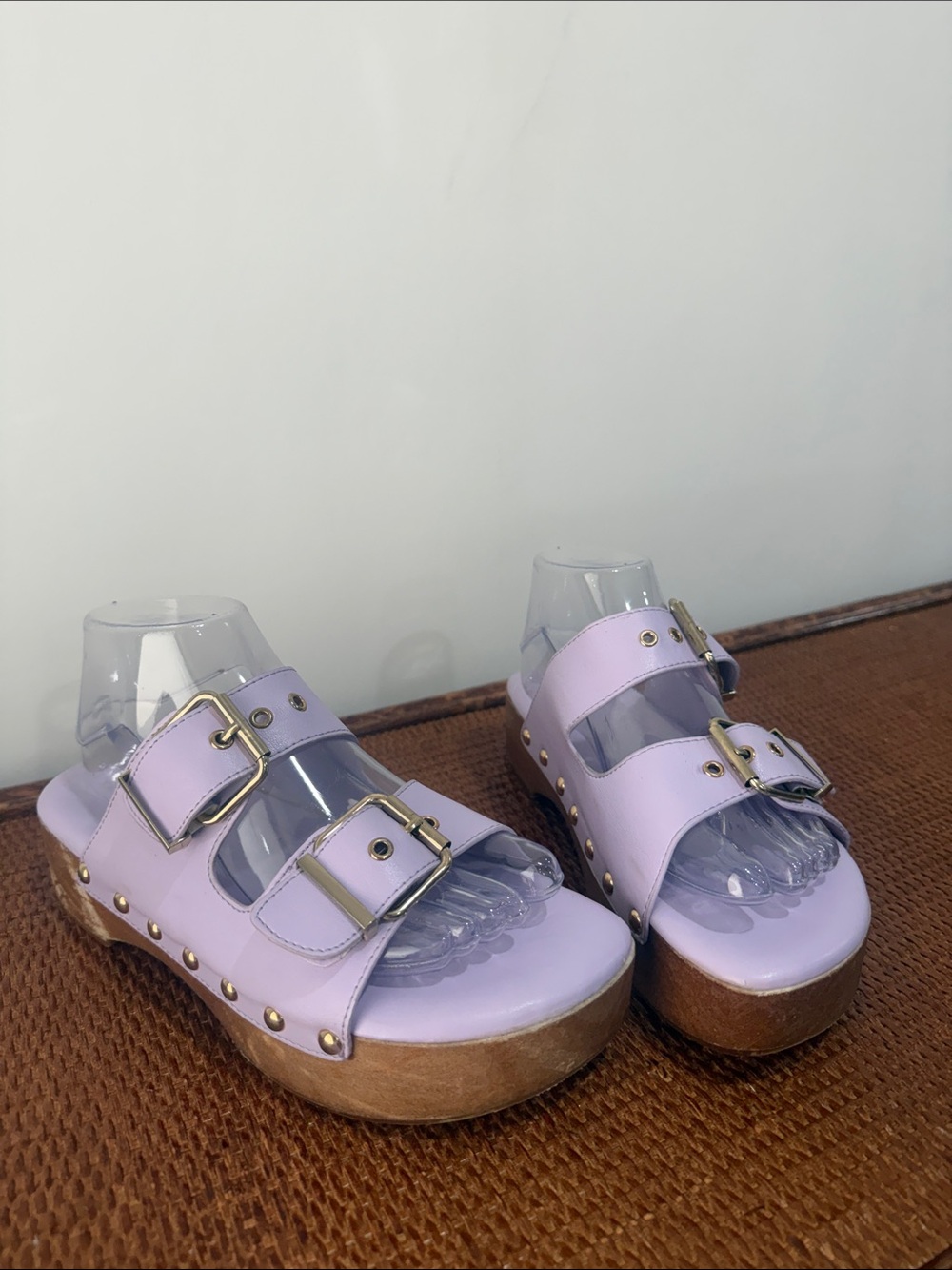 Raid Wide Fit Lilac Double-Buckle Platform Sandals